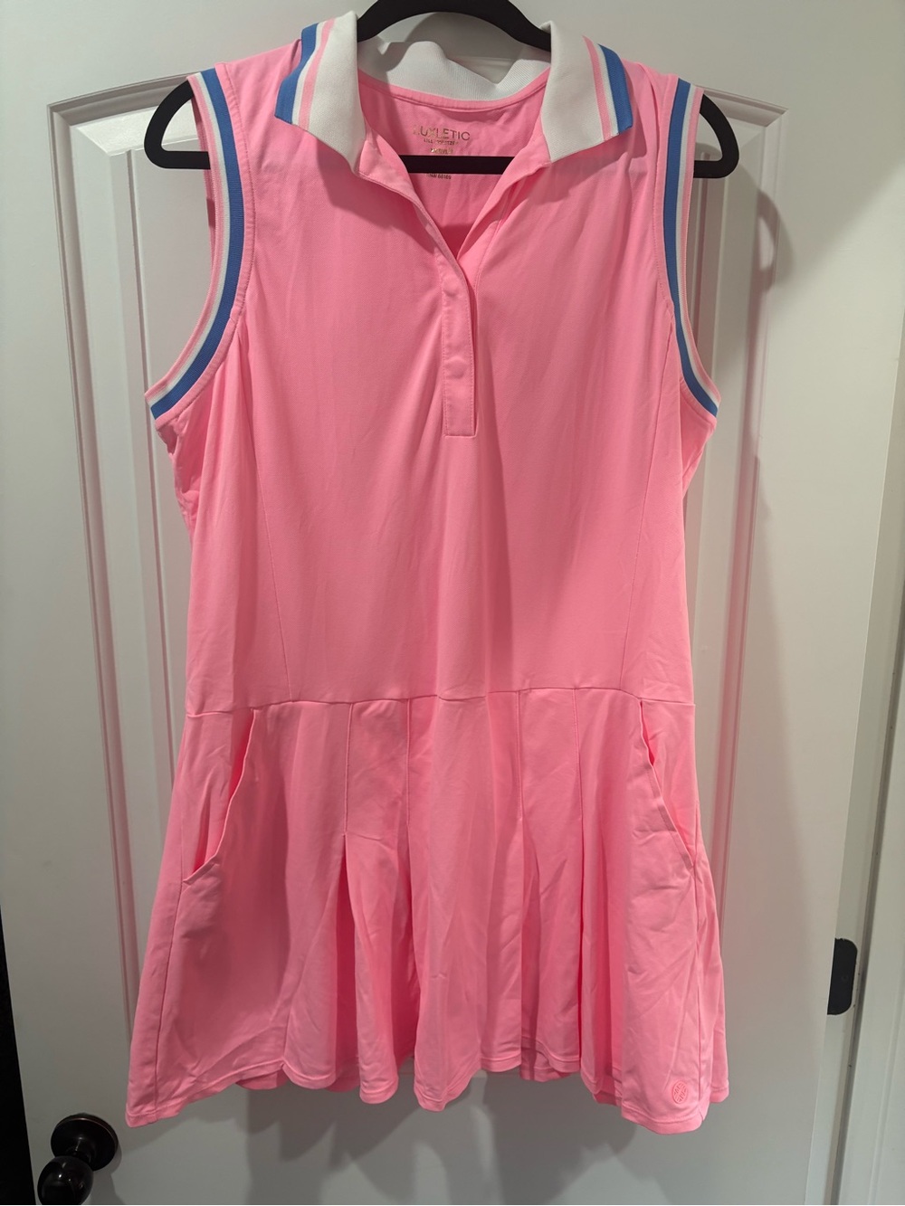 Lilly Pulitzer Pink Sleeveless Luxletic Dress with Blue-Trim Collar with Shorts